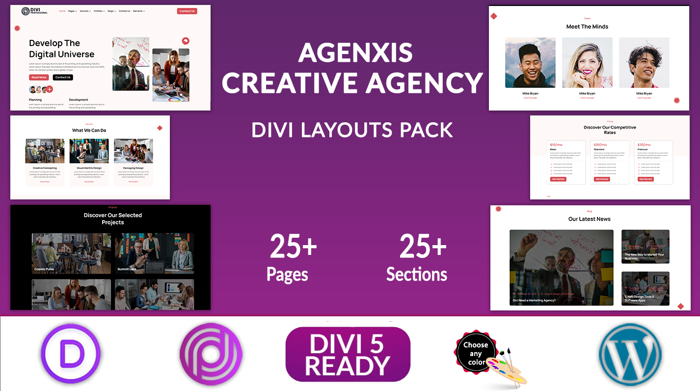 Agenxis - Divi Creative Agency Layouts Pack