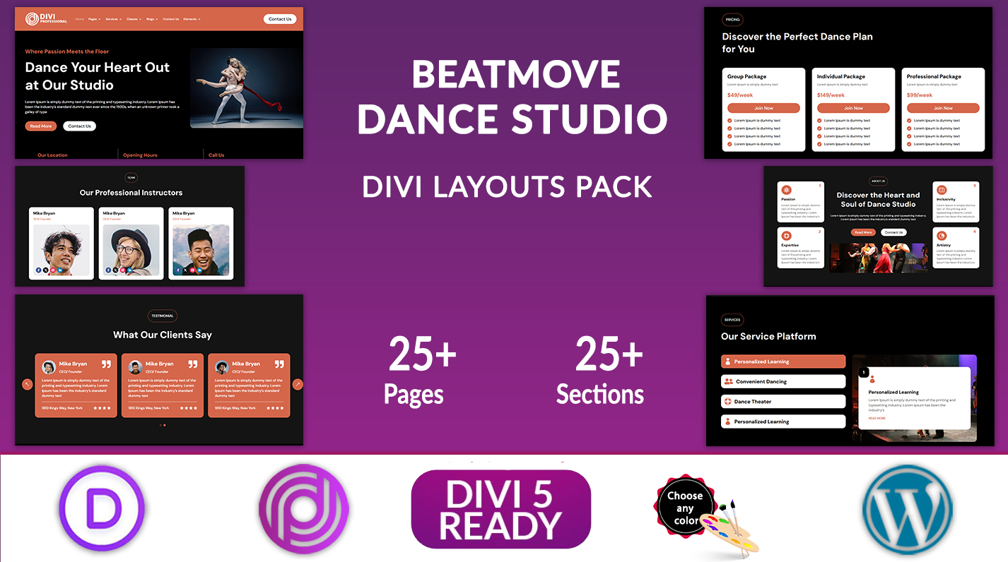 BeatMove -Divi Dance Studio Layouts Pack