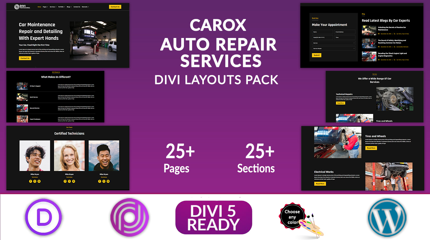 Carox - Divi Auto Repair Services Layouts Pack