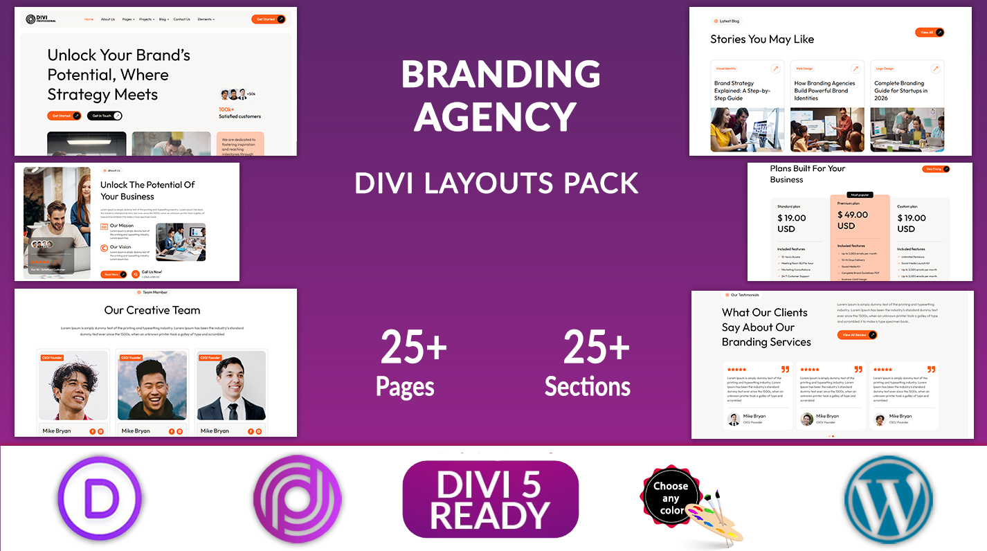 Divi Branding Agency Layouts Pack