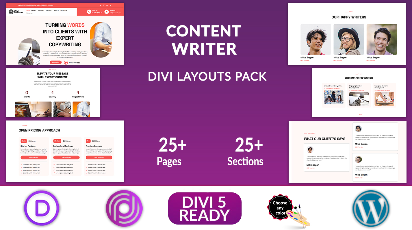 Divi Content Writer Layouts Pack
