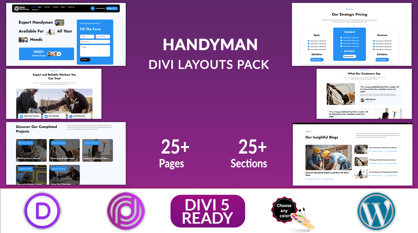 Divi Handyman Layouts Pack