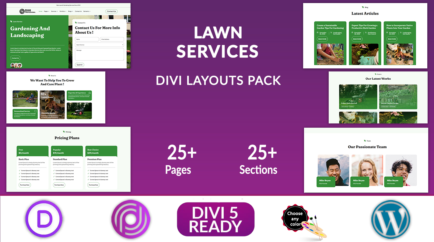 Divi Lawn Services Layouts Pack
