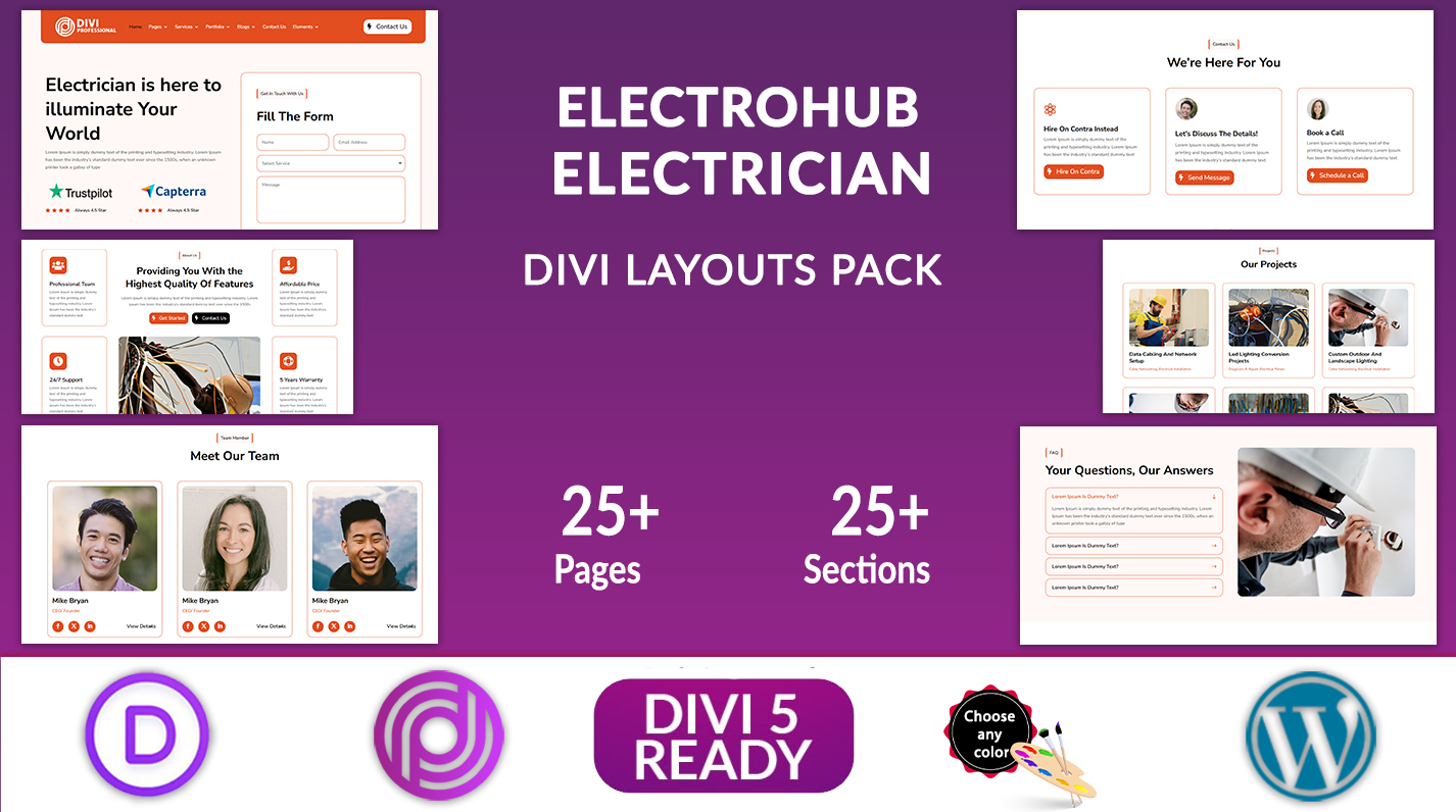 ElectroHub - Divi Electrician Layouts Pack