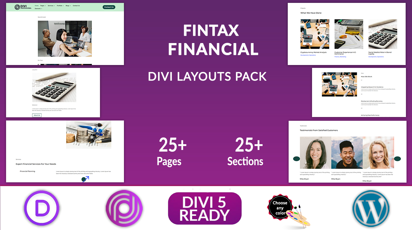 Fintax - Divi Financial Layouts Pack