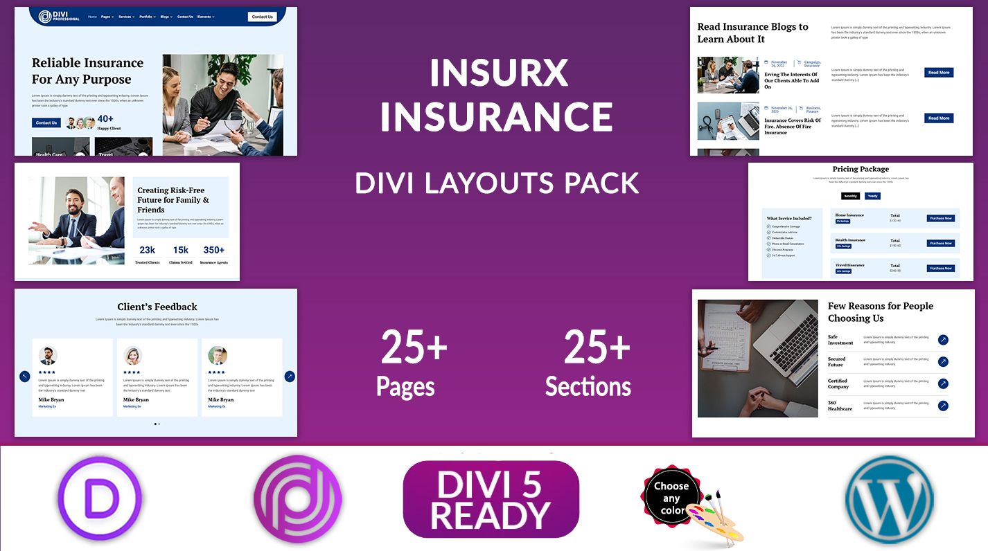 Insurx -Divi Insurance Layouts Pack