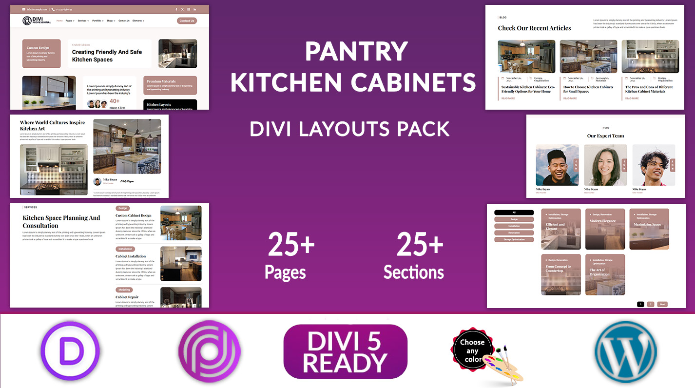 Pantry -Divi Kitchen Cabinets Layouts Pack
