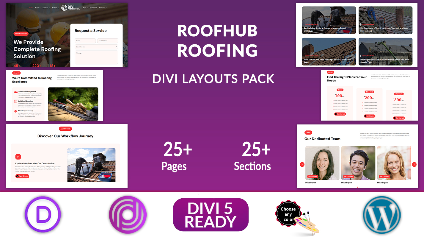 RoofHub - Divi Roofing Layouts Pack